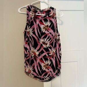 Who What Wear Pink Sleeveless Tank Top with Tropical Flair